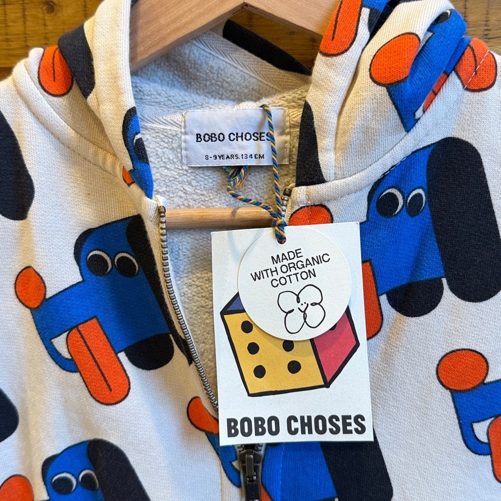 NWT Bobo Choses Kids' Doggy Mate Organic Cotton Fleece Zip Hoodie. - Picture 4 of 6